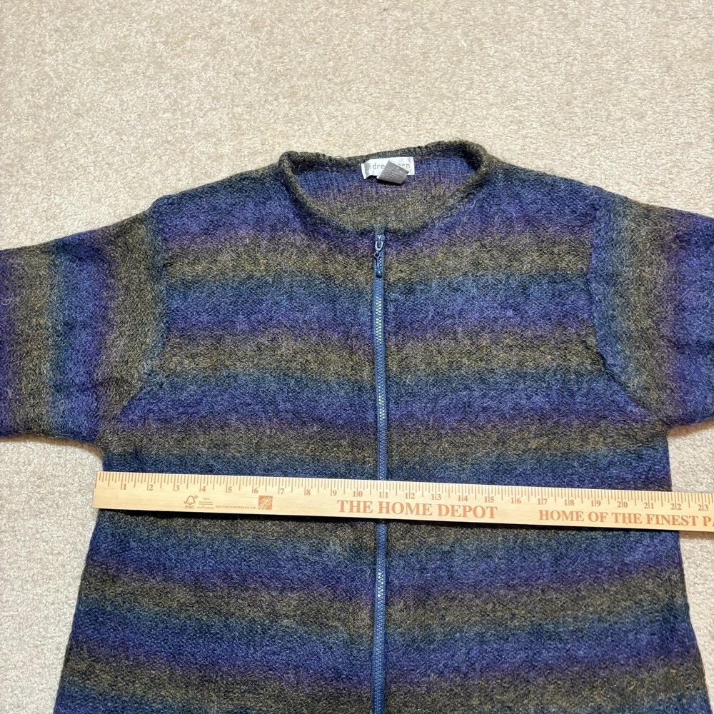 Vtg Mohair Cardigan Sweater Womens 2X Multicolor Mohair Blend Stripe Full Zip - Picture 5 of 9